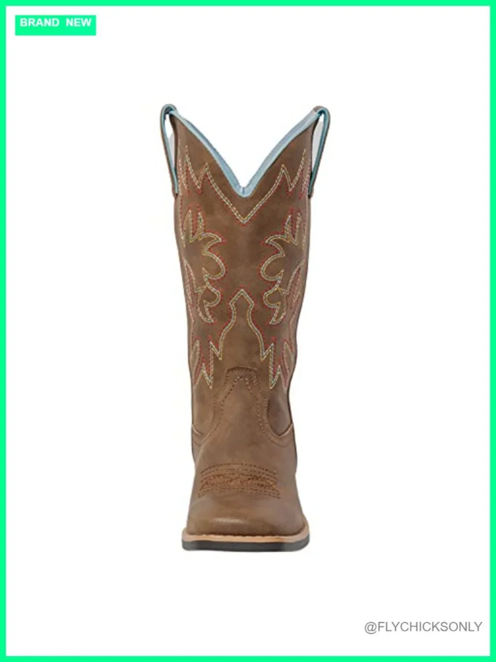 Women's Embroidered Square Toe Mid-Calf Cowboy Boots with Chunky Heel - PU